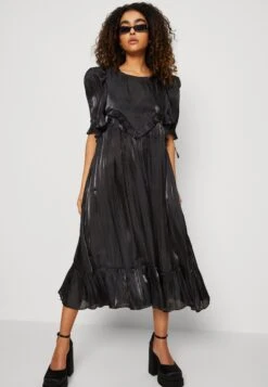 SISTER JANE Barre Ruffle Midi Dress - Vestido De Cóctel - Black -OXMO Ventas 1b4e188c4948433985ecd1ff1714a822