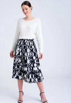 Falda Acampanada - Black/White -OXMO Ventas 3390635d5c9944828d05d4e2fdb510b7