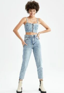 DeFacto Set Bralette- Vaqueros Slim Fit - Blue