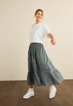 Next Tiered Midi Standard - Falda Larga - Grey