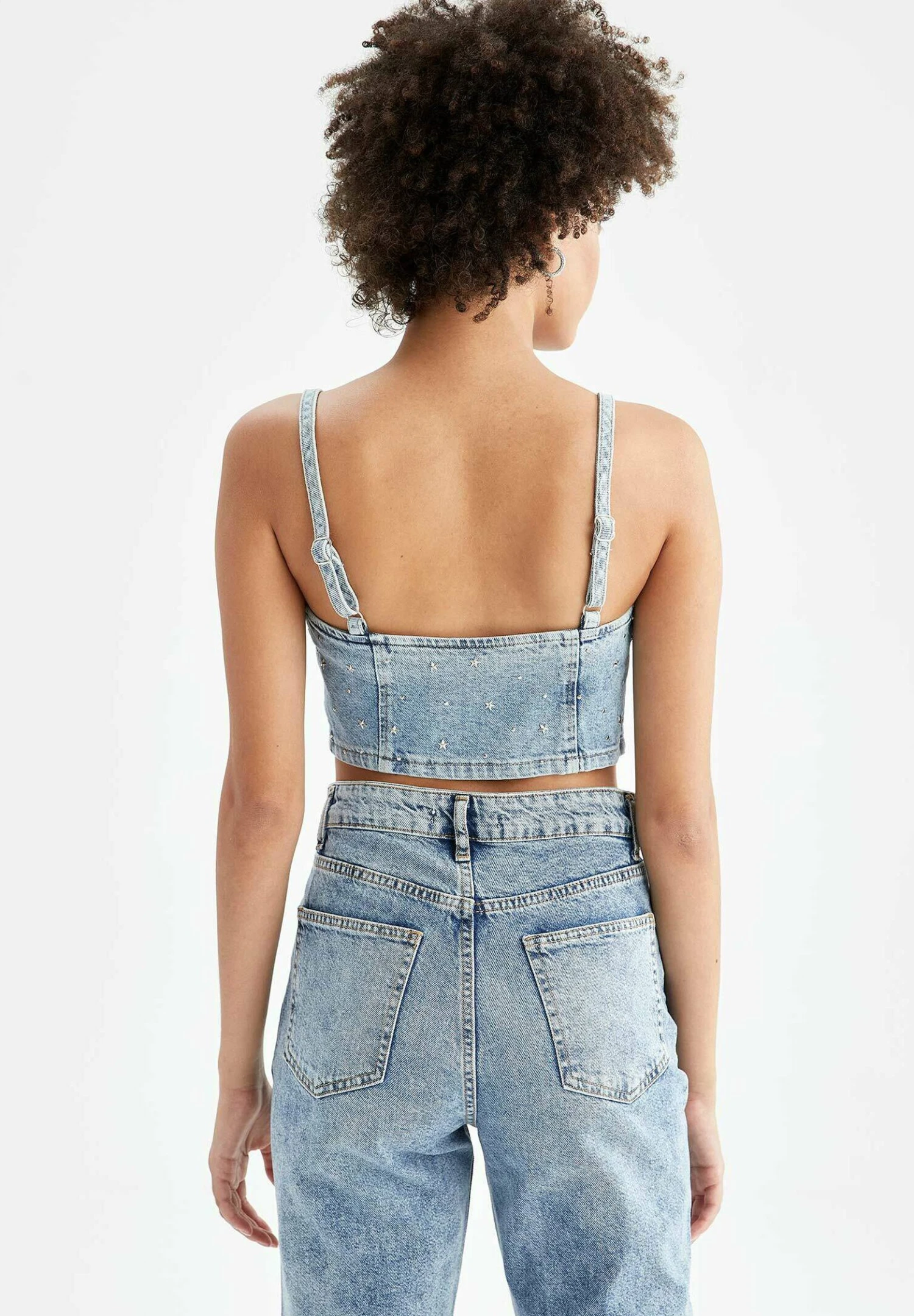 DeFacto Set Bralette- Vaqueros Slim Fit - Blue 4 DeFacto Set Bralette- Vaqueros Slim Fit - Blue - Imagen 2