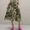 Erdem Tiered Buttoned Full Length Skirt - Falda Acampanada - Olive/Ecru -OXMO Ventas 6552fd09f0a149eb8d3a1453302dec30