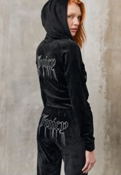 Juicy Couture Diamante Dripping Madison Hoodie - Sudadera Con Cremallera - Black - Smu