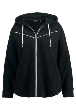 Ulla Popken Piping Kapuze Gerundeter Saum - Sudadera Con Cremallera - Schwarz -OXMO Ventas 9aef4734d7764e1fb8676ffd17bd4050