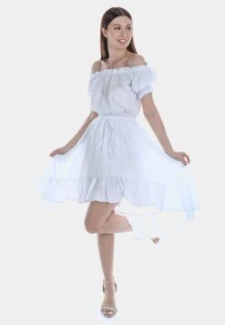 Vestido Informal - White Blue -OXMO Ventas a1a76cc276874eaf98b2601a7fcc3d69