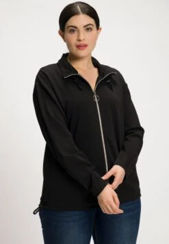 Ulla Popken Oversized Lange Mouwen - Sudadera Con Cremallera - Zwart