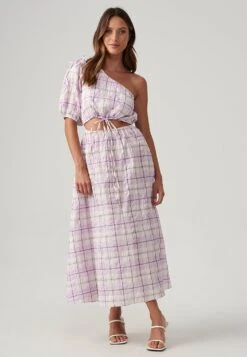 Allina - Vestido Largo - Lilac Checks