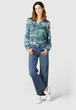 Cropped Con Borchiette - Vaqueros A Campana - Blu