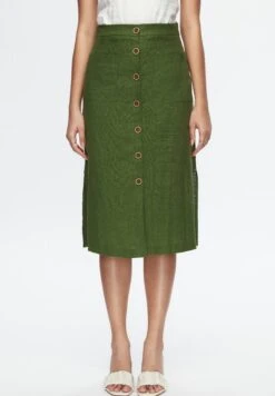 Button Pocket - Falda De Tubo - Green