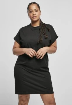 URBAN CLASSICS Ladies Organic Cotton Cut On Sleeve Tee Dress - Vestido Ligero - Black