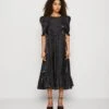 SISTER JANE Barre Ruffle Midi Dress - Vestido De Cóctel - Black -OXMO Ventas fde674e1f8874bdab03f840f38072837